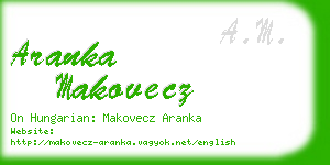 aranka makovecz business card